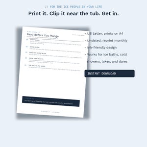 Cold Plunge Tracker Log | 30-Day Ice Bath Journal (Digital Download)