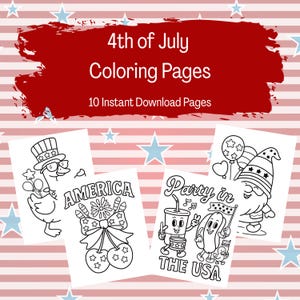 Patriotic Coloring Pages: 4th of July Kids Activity (PDF Downloadable File)