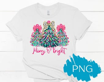 Christmas Tree PNG | Pink Christmas PNG | Coquette Christmas PNG | Girly Christmas png | Merry and Bright png | Christmas Bow Sublimation