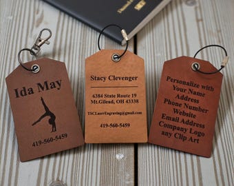 Personalized Leather Luggage Tag – Engraved Travel Bag Tag, Handmade