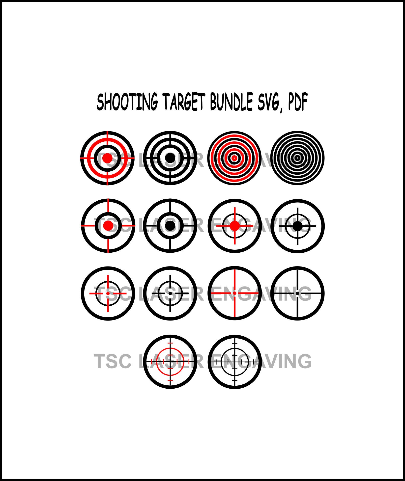 Shooting Target Collection - Bullseye, Darts, Trap & Handgun Targets - Printable for Turkey Shoot, Archery - SVG and PDF Printable File