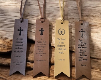 Personalized Scripture Bookmark, Custom Engraved Leather Bible Bookmark, Christian Gift for Book Lovers, Religious Faith Gift Idea