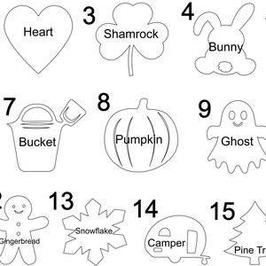 Individual pieces or 12 piece set 4" DIY Interchangeable Unfinished Wood Pieces Only, Shapes for Home Sign Kit Parties, (Sign NOT Included) image 6