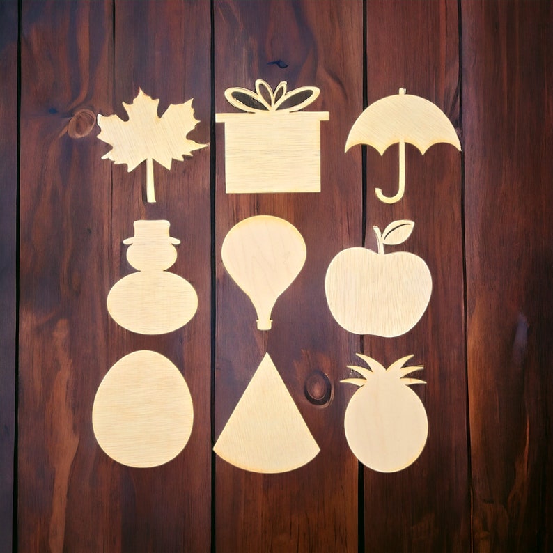 Individual pieces or 12 piece set 4" DIY Interchangeable Unfinished Wood Pieces Only, Shapes for Home Sign Kit Parties, (Sign NOT Included) image 3