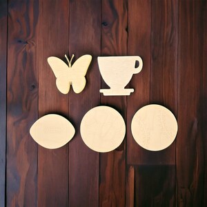 Individual pieces or 12 piece set 4" DIY Interchangeable Unfinished Wood Pieces Only, Shapes for Home Sign Kit Parties, (Sign NOT Included) image 4
