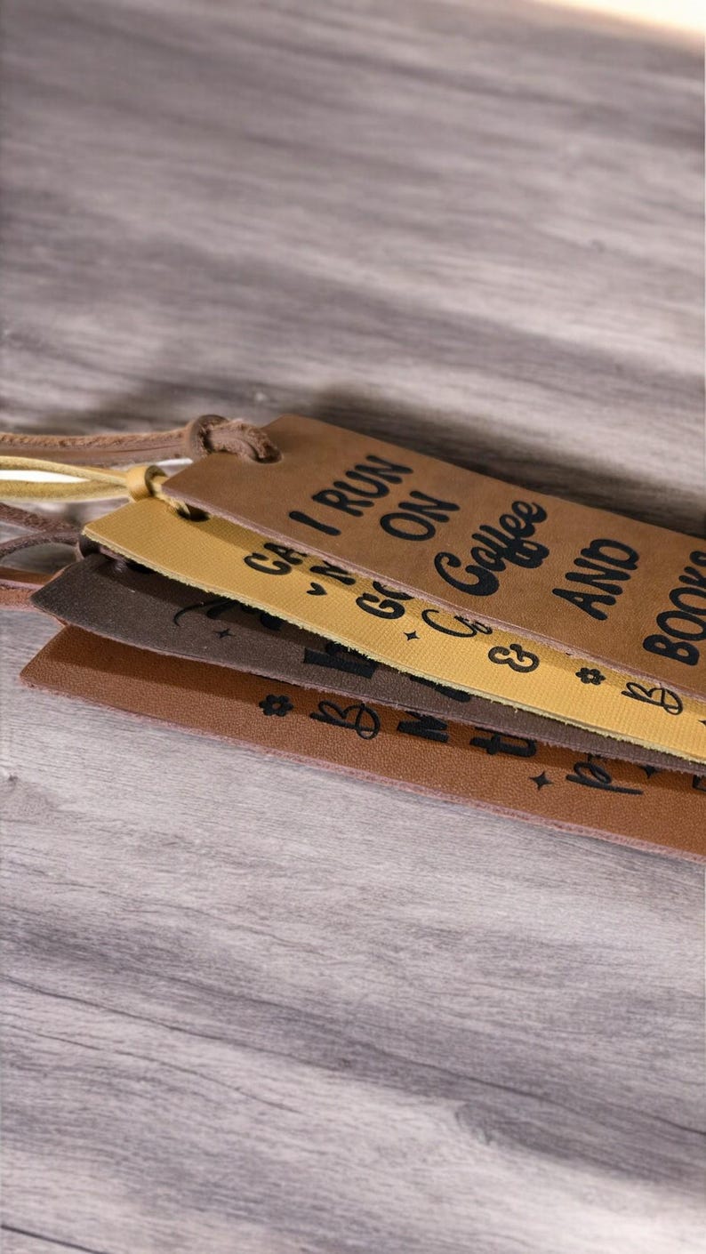 Handmade Leather Bookmark, Custom Engraved Quote Bookmark, Funny or ...