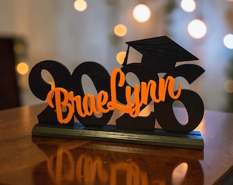 Graduation 2026 Name Sign, Custom Wood Grad Sign, Senior Year Photo Prop, Personalized Graduation Sign Decor, Class of 2026 Backdrop Decor