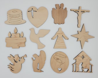 DIY Religious Wood Cutouts, Interchangeable Home Sign Pieces (Shapes Only)