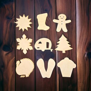 Individual pieces or 12 piece set 4" DIY Interchangeable Unfinished Wood Pieces Only, Shapes for Home Sign Kit Parties, (Sign NOT Included) image 2