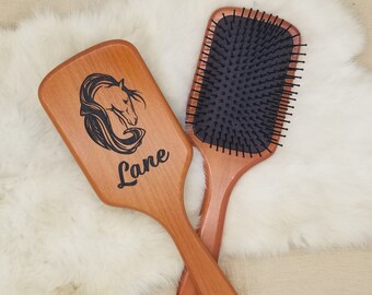Personalized Bamboo Hair Brush – Custom Engraved Wood Brush