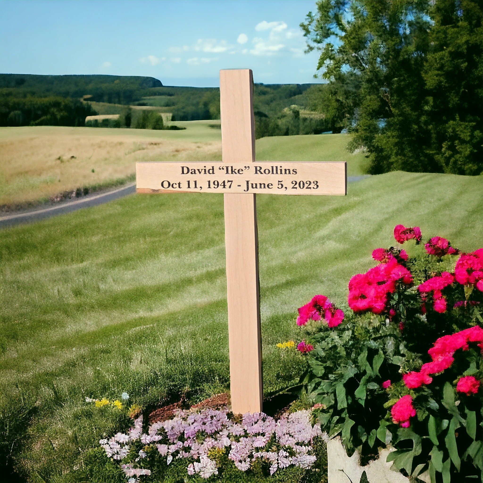 Personalized Memorial Wood Cross, Temporary Grave Marker, Roadside