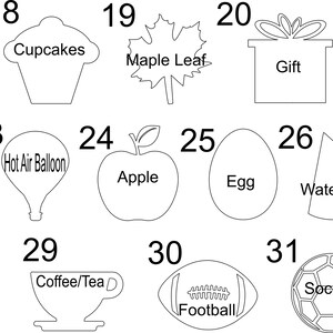 Individual pieces or 12 piece set 4" DIY Interchangeable Unfinished Wood Pieces Only, Shapes for Home Sign Kit Parties, (Sign NOT Included) image 7