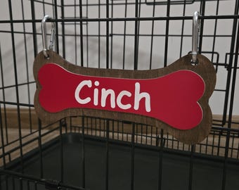 Personalized Dog Crate Name Plate: Wooden Bone Sign
