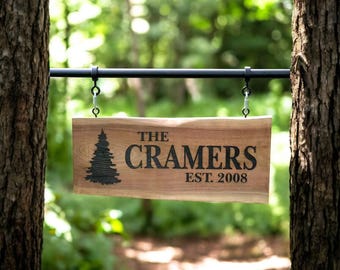 Personalized Live Edge Walnut Sign, Custom Engraved Family Name