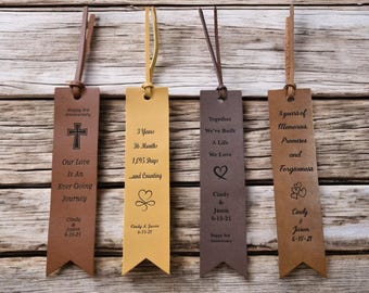 3rd Anniversary Leather Bookmark, Personalized Leather Gift, Custom Engraved Bookmark, 3 Year Anniversary Gift for Him or Her, Handmade
