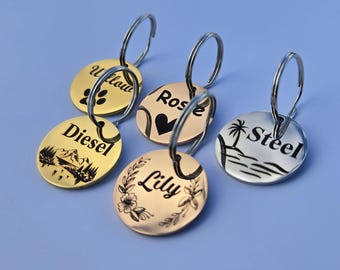 Pet Tag, Dog ID Tag,  Pet Name Tag, Cat ID Tag, Gift for Dogs Cats Rabbit Ferret, Personalized Stainless Steel, Custom Engraved