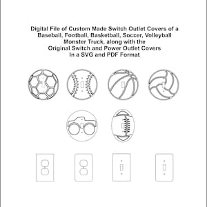 Sports Ball Light Switch and Outlet Cover Plate Set - Wall Plates - Laser, CNC, Digital Cut File for Cricut, Glowforge - SVG & PDF Downloads