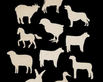Unfinished Wood Farm Animal Cutouts, DIY Interchangeable Sign Pieces