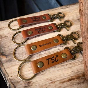 Personalized Leather Keychain, Custom Key fob, Leather keychain With Trigger Snap, Engraved Leather Keychain, Gift For Him, Wedding Gift