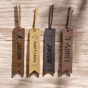 Personalized Leather Name Bookmark, Custom Engraved Leather Bookmark, Gift for Booklover, Grandchild Birthday Gift, Book Reading Enthusiast