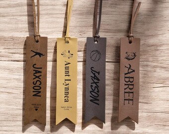 Personalized Leather Name Bookmark, Custom Engraved Bookmark, Gift for Book Lover Enthusiasts, Unique Reading Gift for Grandchild or Friend