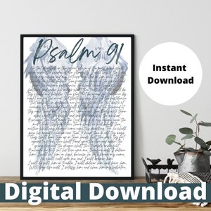 Psalm 91 art for wall Christian Psalm 91  digital download art work.