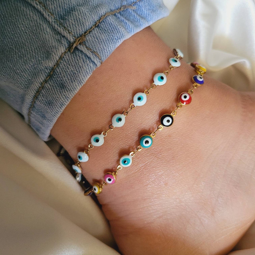 Evil Eye Anklet Bracelet Gold Evil Eye Anklet Gold Filled Etsy