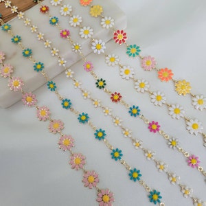 Multicolour Flower Charms Anklet, Summer Jewelry, Summer Indie Boho Daisy Floral adjustable Anklet, Dainty Anklet for Women, Bracelet Set