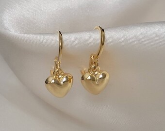 Gold Heart Earrings - Etsy