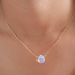 Dainty Opal Gold Necklace White Opal Necklace Opal Jewelry Minimalist Necklace Necklaces for Her Gemstone Necklace Handmade Gift for her