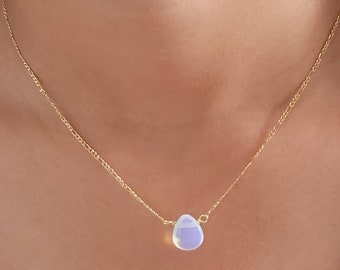 Dainty Opal Necklace, White Opal Necklace, Opal Jewelry,  Minimalist Necklace, Necklaces for Her, Gemstone Necklace, Dainty Necklace