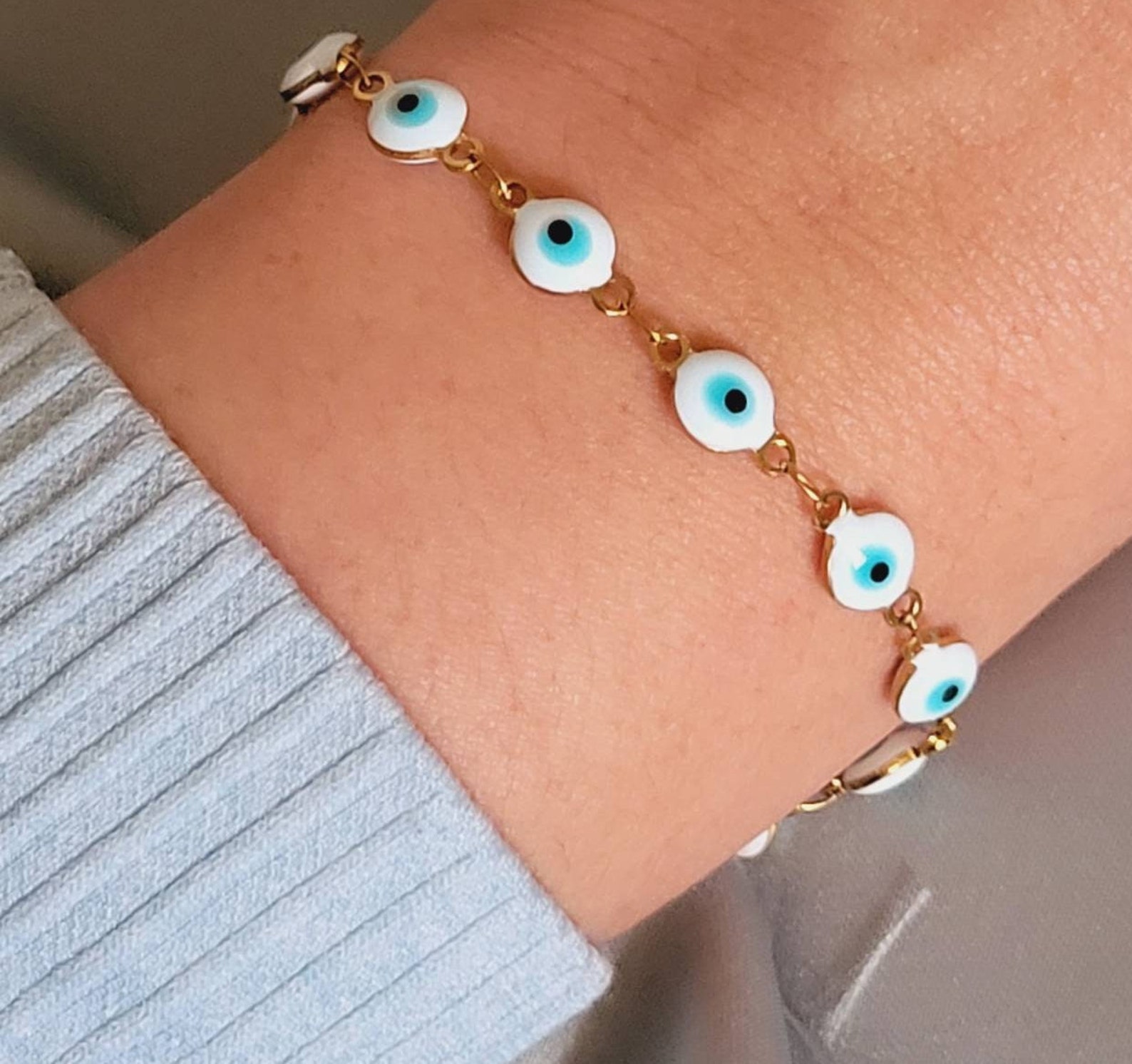 Evil Eye Anklet Bracelet Gold Evil Eye Anklet Gold Filled Etsy