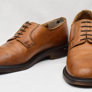 Vintage męskie Alfred Sargent Brown Grain Textured Leather England Made Carter Oxford Dress Shoes - 8-1/2
