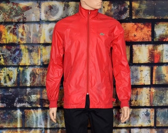 Vintage RARE Men's 90s The Lacoste Club Red Nylon Windbreaker Jacket - S