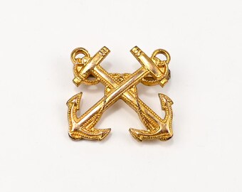 Vintage Gold Tone H-H IMPERIAL Military Anchor Brooch Pin