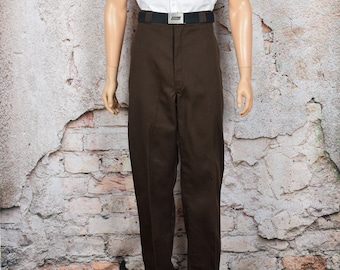 Vintage Men's 80s Dickies 874 Dark Brown Work Dress Pants