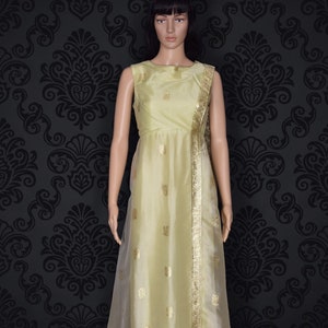 Vintage 60s Yellow/Gold McDonald&#39;s Syracuse Sari Style Dress