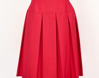 Vintage 60s/70s Red KORET OF CALIFORNIA Koratron Pleated Skirt