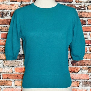RARE Vintage Women&#39;s Early 50s Teal JANTZEN Pullover Sweater - 38