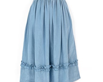 Vintage 80s Blue Shiny Textured NEW EXPRESSIONS By Bobbie Brooks Flare Midi Skirt - 5/6