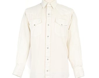 Vintage 90s Men's White Diamond Print RUDDOCK BROS. Western Snap Button Long Sleeve Dress Shirt