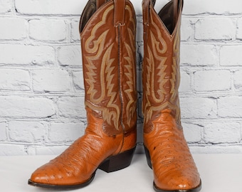 Vintage Justin 8931 Full Quill Ostrich Cowboy Boots – Tan  display picture 2