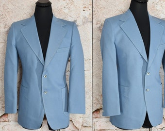 Vintage Men's 60s/70s Johnny Carson Blue Single Stitch Tuxedo Style Blazer - 30