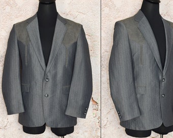 Vintage 1960s Mens Palm Beach Lightweight Suit Jacket Pants Blue