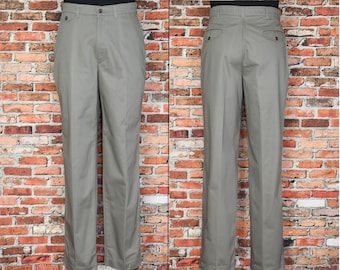 1960s Gray Dacron Cotton Sharkskin Trousers Pants | 33 X 26.25