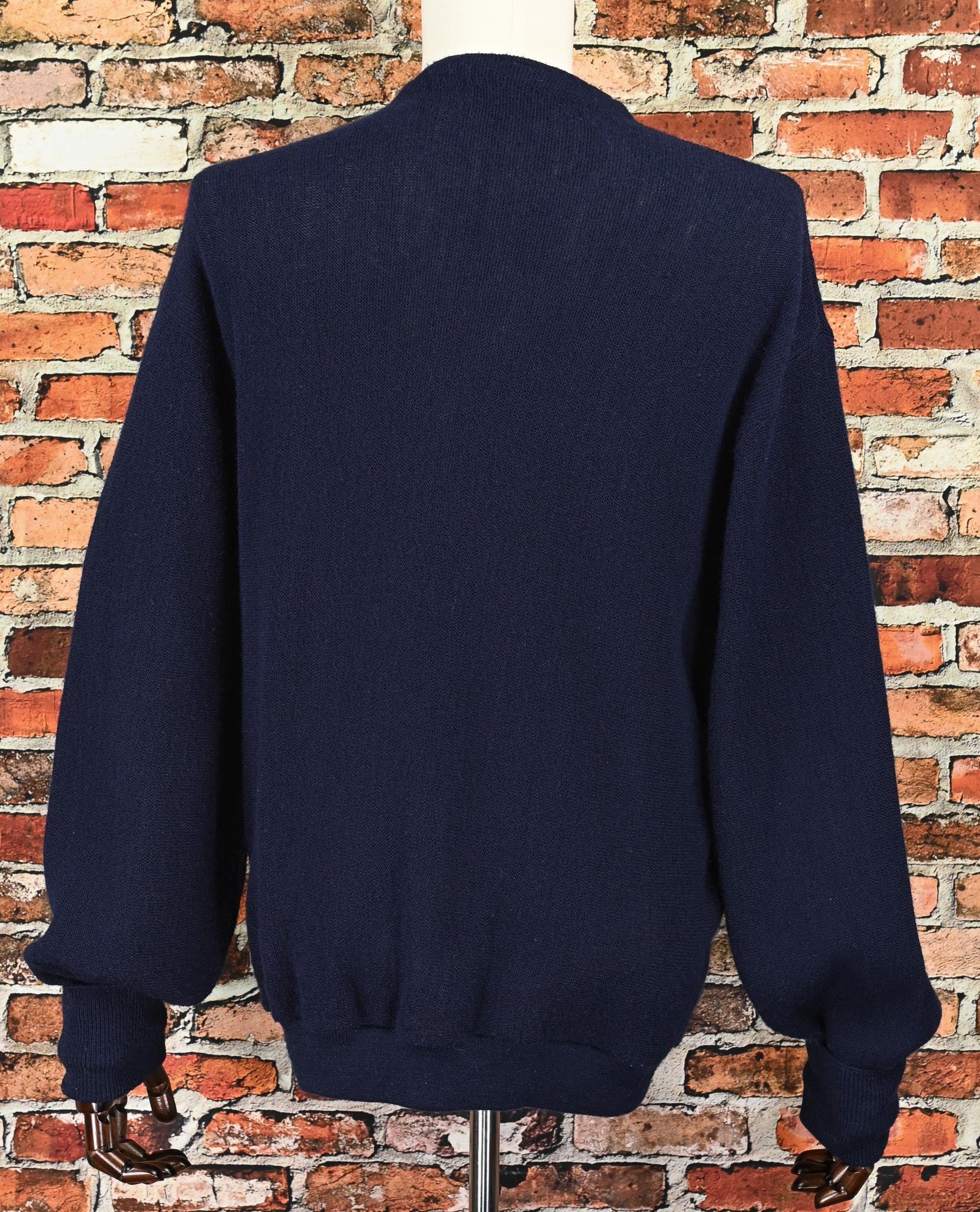 Vintage Men's 80s Dark Blue JANTZEN Acrylic Cardigan Sweater - XL