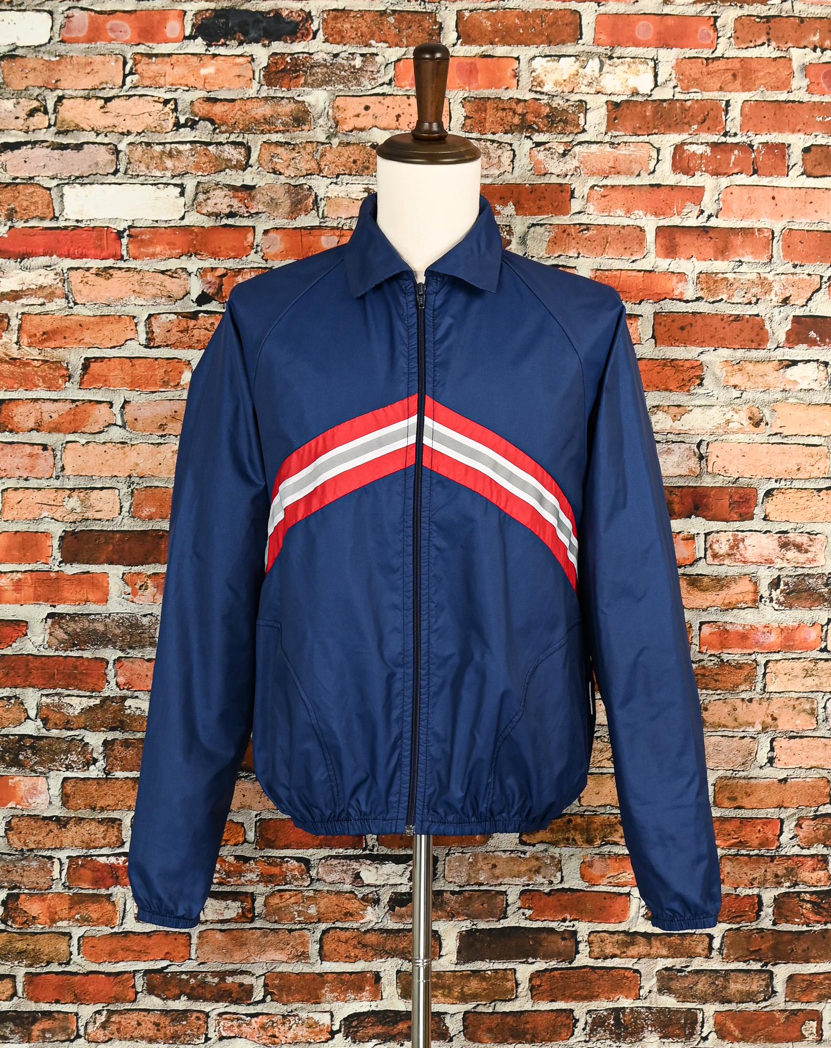 Vintage Men's 80's Cal-sport Red Chevron Dark Blue Windbreaker