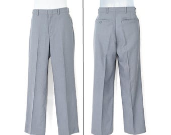 Vintage 90s Men's Light Grey Poly Blend CAMBRIDGE CLASSICS By Mervyn's Straight Leg Dress Pants - 30 S