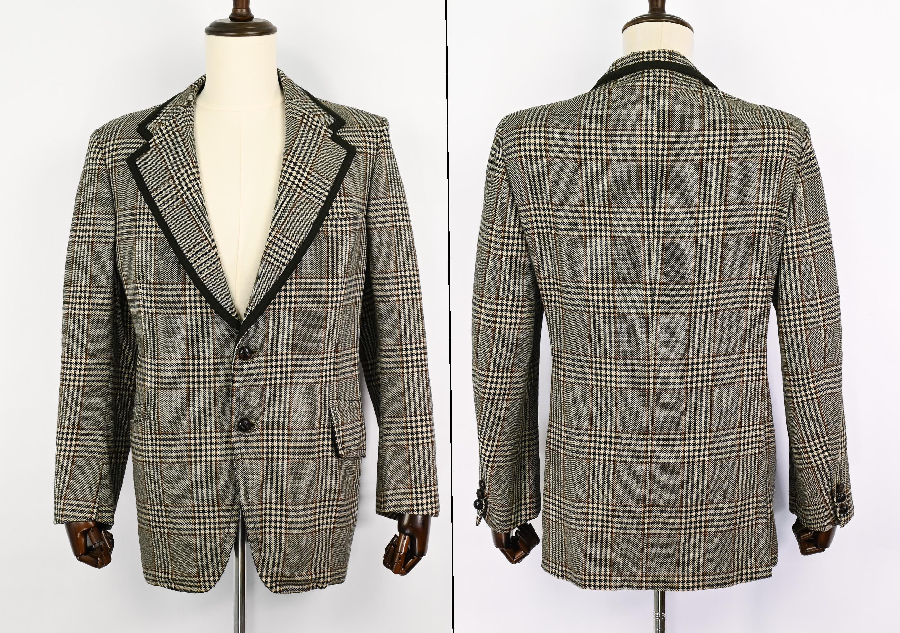 Vintage *rare* Men's 70s Roman Style by Brioni Black & White Plaid