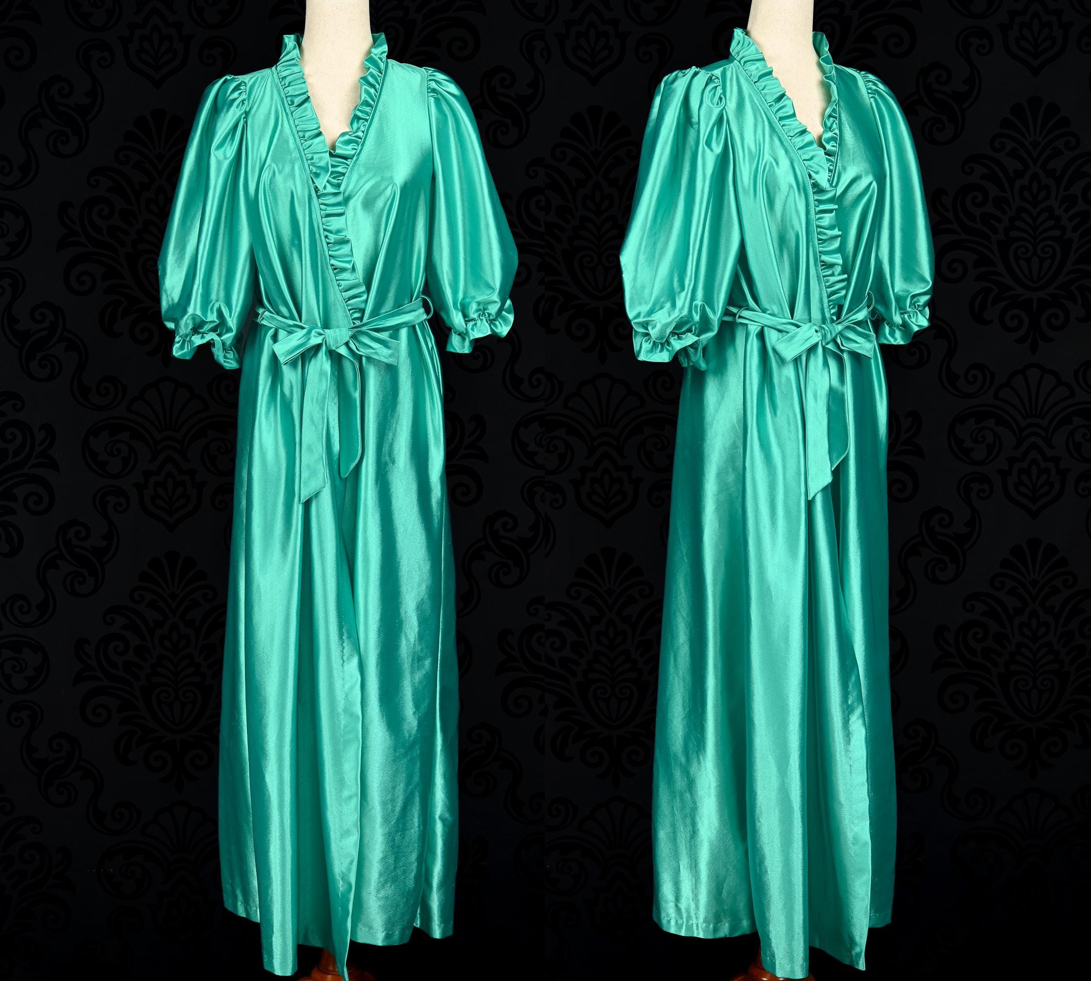 Camicia Da Notte Donna Miss Elaine In Seta Nylon – Stile Vintage, Sciancrato, Scollo A V Profondo, Lungo